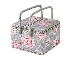 Hobbygift Groves Exclusive Print Collection Twin Lidded Sewing Box, Cotton Blend, Beautiful Bloom, Large