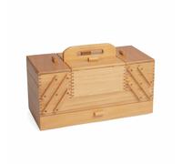 Large Wooden Cantilever Sewing Basket Vintage - 4 Tier Sewing Craft Box Light