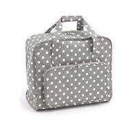 Sewing Machine Bag Matt PVC Grey Linen Polka Dot - Grey