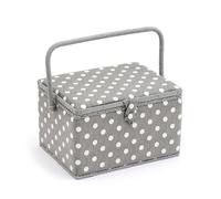 HobbyGift MRL 8 Sewing Box: Large, Cotton Blend, Grey Linen Dot, 23.5 x 31 x 20cm