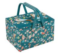 Hobby Gift Sewing Craft Storage Box - Large Twin Lid - Appliqué Bird Aviary