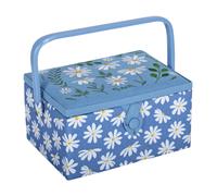 HobbyGift Sewing Box (M) - Embroidered - Denim Daisies - Storage - Gift - Crafts