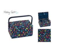 HobbyGift Sewing Box (M): PVC Handle: Mini Sew Machines, pocket,pincushion