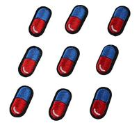 hobbyhub 40Pcs Cute Pill Shape Embroidered Patches,Elegant Small Pills Patch Applique,Red and Blue Decorative Embroidered Sew on/Iron on Patches for Jackets,Hats,Backpacks,Jeans,DIY Clothes