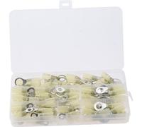HOBBYIN 100Pcs Yellow 12-10 AWG Heat Shrink Ring Connectors, Copper Heat Shrink Wire Connectors Electrical Wire Terminals, #10,1/4",5/16",3/8" Insulated Crimp Terminals Set for Marine Automotive