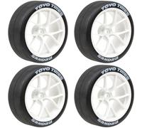 HobbyMarking 1/10 On-Road RC Car Wheel Rims & Rubber Tire 12mm Hex for Traxxas Nitro 4-Tec 2.0 Tamiya TT-01 / TT-02 HSP HPI (White)