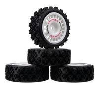 HobbyMarking 1/10 RC Rally Car Wheels Rims & Rubber Tires 12mm Hex Drive Hub for Tamiya TT-01 TT-02 TT-01E XV-01 DF-03 HPI HSP (White)