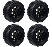 HobbyMarking Pre-Glued Wheels Rims & Rubber Tires 12mm Hex Hub Compatible with 1/10 RC Short Truck Monster Truck HSP HPI Redcat Upgrades