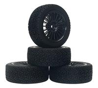 HOBBYMARKING Rubber Tires and Rims RC Wheel Set for Tamiya TT-01 TT-02 TT01E TL01 M-05 M-06 1/10 RC Rally Car