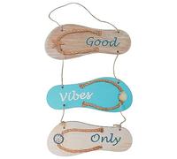 hobbyme Good Vibes Only Sign Wooden Flip Flop Beach Decor Summer Displays, Ocean-Themed Residences, Vacation Properties, Office Spaces (9x12 in) Nautical-Inspired Hanging Sign for Homes