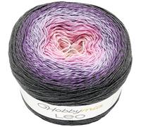 HobbyMia Leo Multicolor Gradient Ombre Yarn Cake for Knitting & Crochet - 250gr / 1094yds - (1) S.Fine, Sock, Fingering Weight Yarn (Gray, Purple, Pink, 1 Cake Yarn)