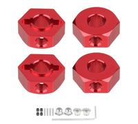 Hobbypark 12mm Wheel Hex Hubs 5mm Axle Hole Drive Adapter & M4 Lock Nuts for 1/12 1/10 RC Car Truck Buggy On Road RC Touring Racing Compatible with Traxxas Tamiya Redcat Axial Upgrades Parts (Red)