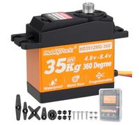 Hobbypark 35kg 360 Degrees Servo Continuous Rotation for Robot Projects, RC Crawler Winch Servo Standard Size High Torque Metal Gears High Voltage 5-8.4V Programmable