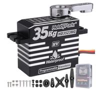HobbyPark 35kg RC Servo Waterproof High Torque Metal Gear Digital Stainless Steel Gears Aluminum Case for 1/7 1/8 1/10 RC Crawler Car Truck Buggy Programmable Control Angle 180° (Coreless Motor)