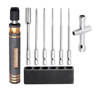 HobbyPark 6 in 1 RC Hex Driver Screwdriver Set 1.27mm 1.5mm 2.0mm 2.5mm & Hex Nut Driver & Phillips Bit and Wheel Wrench for RC Cars Trucks Crawler Hobby Pocket Tool Kit