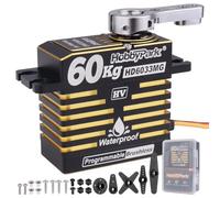 HobbyPark 828oz-in 60kg Servo High Torque Waterproof RC Steering Servo Metal Gears Stainless Steel Aluminum Case for 1/6 1/7 1/8 1/10 RC Crawler Car Truck Buggy HV, Powerful & Fast (Brushless Motor)