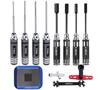 Hobbypark Hex Driver Set (1.5mm 2.0mm 2.5mm 3.0mm), Hex Nut Driver Set(4.0/5.5/7.0/8.0mm) Screwdriver Kit, 17mm Wheel Wrench, RC Screw Tray, Turnbuckle Wrench, RC Repair Tools Kit for RC Cars