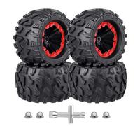 HobbyPark PreGlued 12mm Hex RC Truck Wheels and Tires Set Complete for 1/10 Traxxas Hoss 4x4 Stampede 2wd VXL Redcat Volcano EPX Pro 2s 3s 4s Lipo Brushless Systems