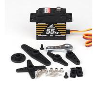 HobbyPark Waterproof 55kg Servos Brushless Motor High Torque RC Steering Servo Fast Speed Standard Size HV Stainless Steel Metal Gears for 1/8 1/10 RC Crawler Car Truck Buggy 180° Programmable