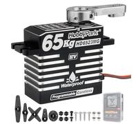 HobbyPark Waterproof 65kg High Torque Fast Speed RC Steering Servo Coreless Motor Standard Size HV 8.4V Metal Gears for 1/8 1/10 RC Crawler Car Truck Buggy Basher Bashing 180° All Aluminum Case
