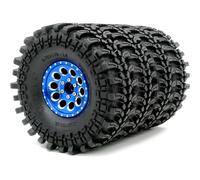 hobbysoul 1.9 Mud-Terrain Tyres Mounted on 1.9 Beadlock Wheels Blue, 1.9 XL Tires 4.75" (121mm) and 1.9 Wheels Fit RC Crawler Redcat Gen8 Traxxas TRX-4 RC4WD D90 Tamiay CC01 Axial SCX10, (4-Pack)