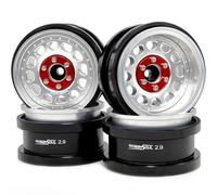 HOBBYSOUL 4pcs 2.9 Beadlock Wheels Multiple offsets Aluminum 2.9 Rims Silver color for 1/6 RC Mud Crawler Truck Axial SCX6 Trail Upgrade Parts