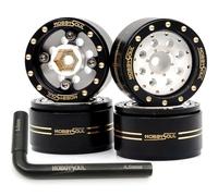 HOBBYSOUL Adjustable Offset 1.0 Beadlock Wheels Brass Rims Weight 44g/Rim for RC Micro Crawler 1/18 TRX4M 1/24 Axial SCX24 90081, (4-Pack, HS701452)
