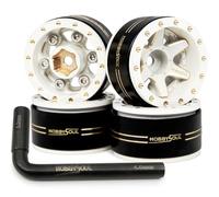 HOBBYSOUL Adjustable Offset 1.0 Beadlock Wheels Rims Negative Offset Brass Heavy 1.0 Wheels 38g/Rim for RC Micro Crawler 1/18 TRX4M Axial SCX24 90081, (4-Pack)