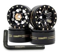 HOBBYSOUL Adjustable Offset Brass 1.0 Beadlock Wheels Rims Negative Offset 1.0 Wheels 38g/Rim for RC 1/18 TRX4M Axial SCX24 90081 & Other 1/24 Micro Crawler, (4-Pack)