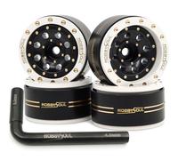 HOBBYSOUL Brass 1.0 Beadlock Wheels Adjustable Offset Rims Weight 44g/Rim for RC Micro Crawler 1/18 TRX4M 1/24 Axial SCX24, (4-Pack, HS701453)