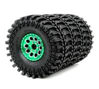HOBBYSOUL RC 1.9 Tires 4.75" (121mm) Mounted on 1.9 Beadlock Wheels Rims Green Fit for 1/10 Crawler Redcat Gen8 Traxxas TRX-4 Tamiay CC01 Axial SCX10 Mud Crawler Badland Terrain, (4-Pack, Assembled)