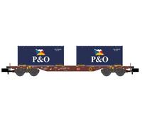 Hobbytrain DBAG Sgjkkmmss699 Flat Wagon w/P&O Containers VI H23203 N Gauge