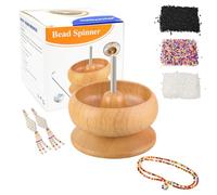 hobbyworker The Upgrade Version Wooden Bead Spinner with 2 Pcs Big Needles,8000 Pcs Seed Beads and 1 Surprise Gift Pack for Jewelry Making Tools,Quickly Stringing Beads Tool