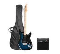 HOBBYZOO Full Size Electric Guitar Kit, 39 Inch Beginner Solid Body Electric Guitars Set with Shoulder Strap, Gig Bag, Cable & 20Watt Amp (Blue)