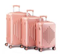 HOBBYZOO Suitcase Sets 3 Piece, Hardside ABS Lightweight Luggage Sets, Durable Trolley Travel Cabin Suitcase with Spinner Wheels & Inbuilt Locks for Business Trip, 20" 24" 28" - Rose Gold