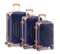 HOBBYZOO Suitcase Sets 3 Piece, Hardside ABS Lightweight Luggage Sets, Durable Trolley Travel Cabin Suitcase with Spinner Wheels & Inbuilt Locks for Business Trip, 20" 24" 28" - Navy Blue & Brown