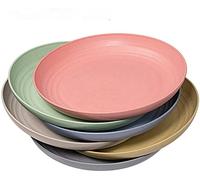 Hobein Unbreakable Dinner Plates, 9 Inch Set of 6 Plastic Plates, Dishwasher and Microwave Safe, Unbreakable and Lightweight, Healthy for Kids (9 inch)