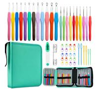 Hobekoee 22 Sizes Crochet Hooks Set with Sky Blue Case,0.5mm-10mm Ergonomic Soft Handle Crochet Hook Needles Set for Arthritic Hands,Complete Crochet Set