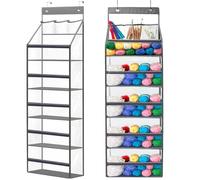 Hobekoee Hanging Yarn Storage Organizer,Large Capacity Yarn Storage Bag with 5 Yarn Balls Storage Pockets & 3 Top Crochet/Knitting Needles Pockets,Transparent Door Hanging Knitting Organizer Storage