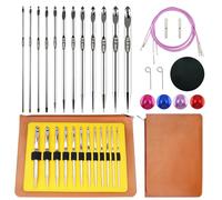 Hobekoee Tunisian Crochet Hooks Set with Cable,12 Size Aluminium Interchangeable Crochet Hook Set Inline Crochet Hooks Afghan Crochet Needles 3mm-10mm