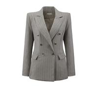 Hobemty Women's Double Breasted Blazer Vintage Pinstripe Striped Suit, Grey, M
