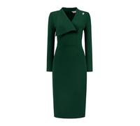 Hobemty Women's Lapel V Neck Long Sleeve Work Knee Length Pencil Dress | Lapel V neck, long sleeve, slip back. Great for work, meeting, cocktail, funeral, church, wedding.