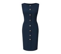 Hobemty Women's Sleeveless Pencil Dress Boat Neck Button Decor 2026 Work Office Sheath Dresses with Pockets Navy Blue M