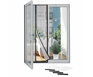 Hoberg Magnetic Door Insect Screen, 100 x 210 cm, Anthracite - Easy Adhesive Mounting, Self-Closing, Individually Cut to Size, 4 Rails for Weighting