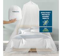 Hoberg Mosquito Net for bed |Extra large insect screen for single & double beds - ideal for travelling | Canopy incl. dowels, adhesive hooks & bag | Fine mesh fly screen for indoor & outdoor [White]