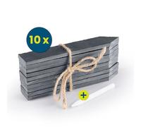 Hoberg Slate Plant Signs Set of 10 - Robust Slate Panels for Garden, Herb Bed & Raised Bed | Weatherproof, Durable & Ideal for Greenhouse | 15 x 2.5 cm [Black]