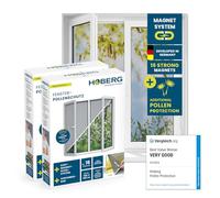 Hoberg Window Pollen Screen with Innovative Magnetic Attachment | Fly Net up to 150 x 130 cm Individually Cut to Size, no Drilling and screwing | Mosquito Net Attach with 16 Magnets [2 Pieces]