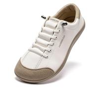 HOBIBEAR Barefoot Shoes for Men and Women Zero Drop Wide Leather Minimalist Trail Running Walking Shoes, Beige Brown, 6 UK