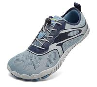 HOBIBEAR Mens Barefoot Shoes Womens Trail Running Shoes Unisex Wide Toe Minimalist Trainers Lightweight Grounding Shoes Comfortable Flexible Knit Work Out Shoes for Hiking Fitness Walking Blue