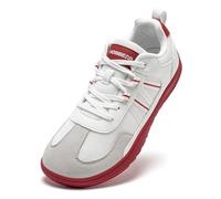 HOBIBEAR Unisex Wide Barefoot Minimalist Athletic Shoes Outdoor Trail Running Walking Shoes（White-Red,UK 13）
